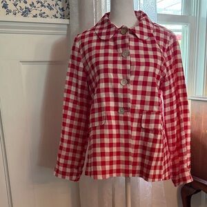 Red and White Checkered Women's Jacket